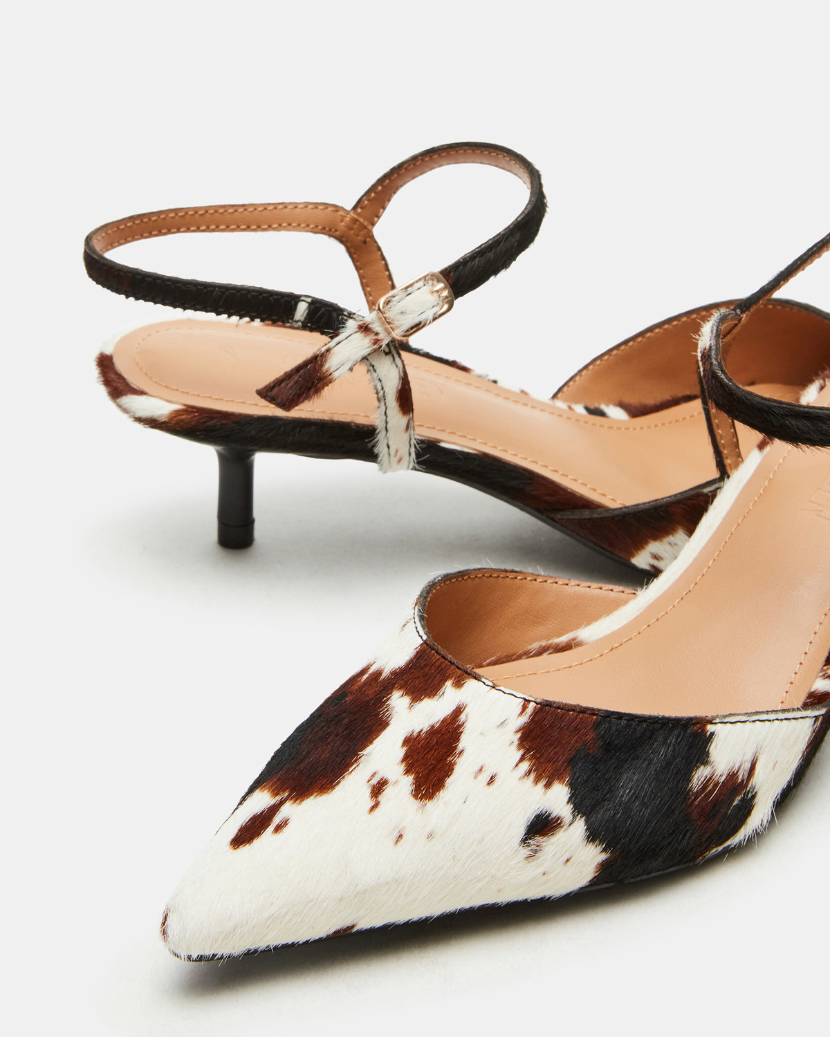 ADELAIDE Brown Cow Print Women's Pointed-Toe Kitten Heel | Steve Madden Special Offer