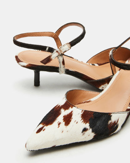 ADELAIDE Brown Cow Print Women's Pointed-Toe Kitten Heel | Steve Madden Special Offer