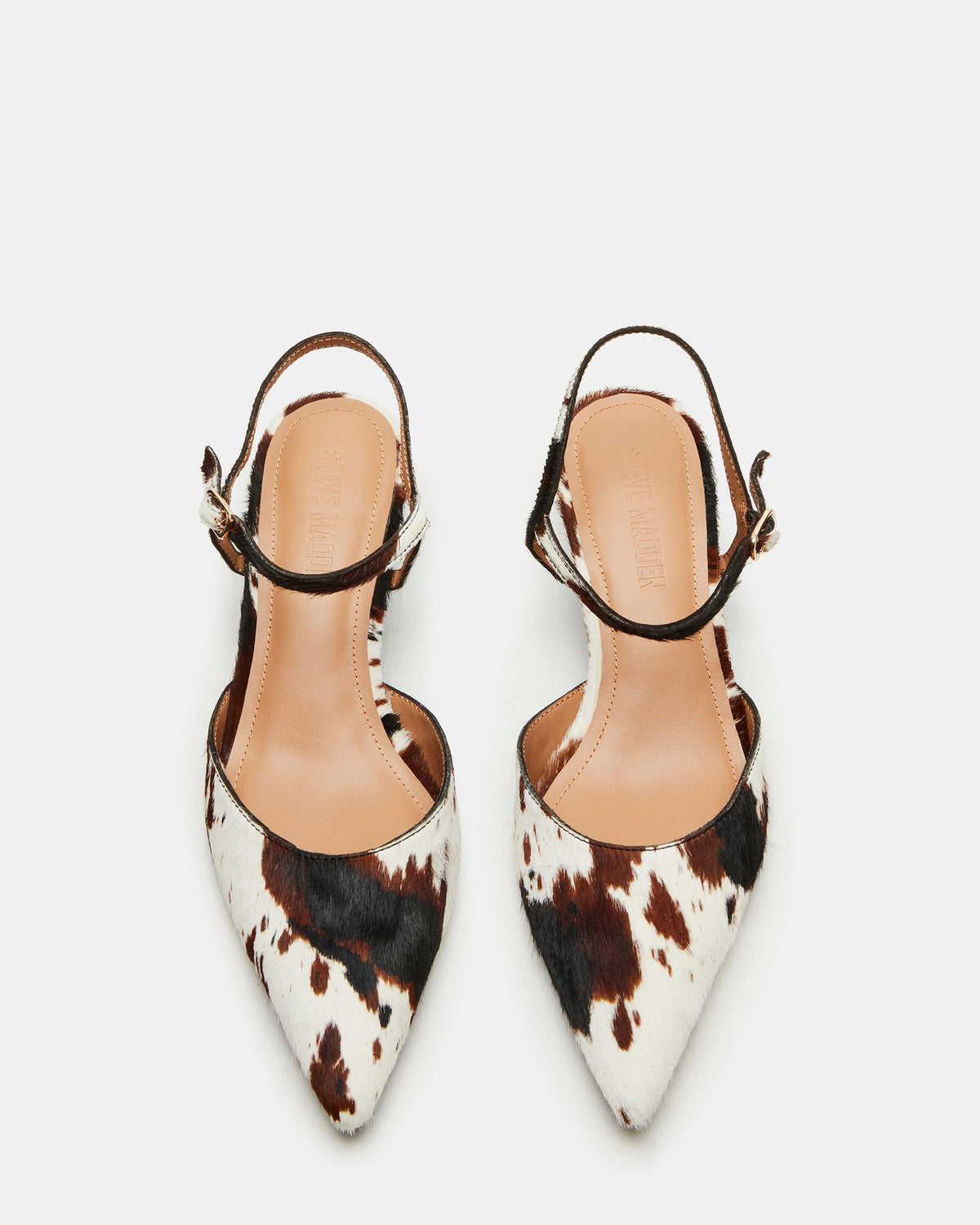ADELAIDE Brown Cow Print Women's Pointed-Toe Kitten Heel | Steve Madden Special Offer