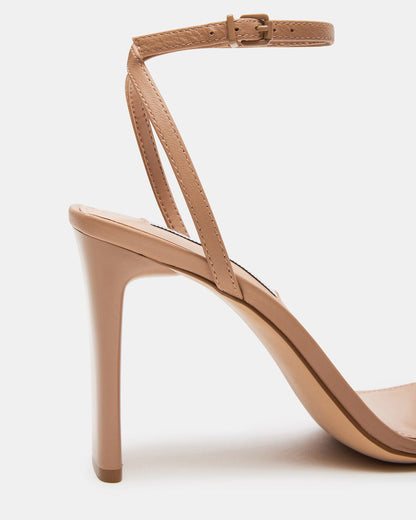 AILENE Tan Leather Square Toe Dress Sandal | Women's Heels | Steve Madden Essential