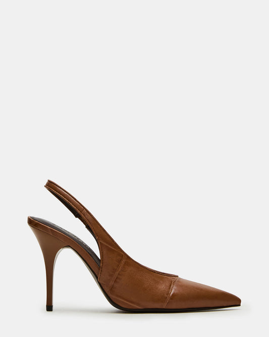 ANDROMEDA Tan Crocodile Slingback Pointed-Toe Stiletto Pump Women's Heel | Steve Madden Smart Buy