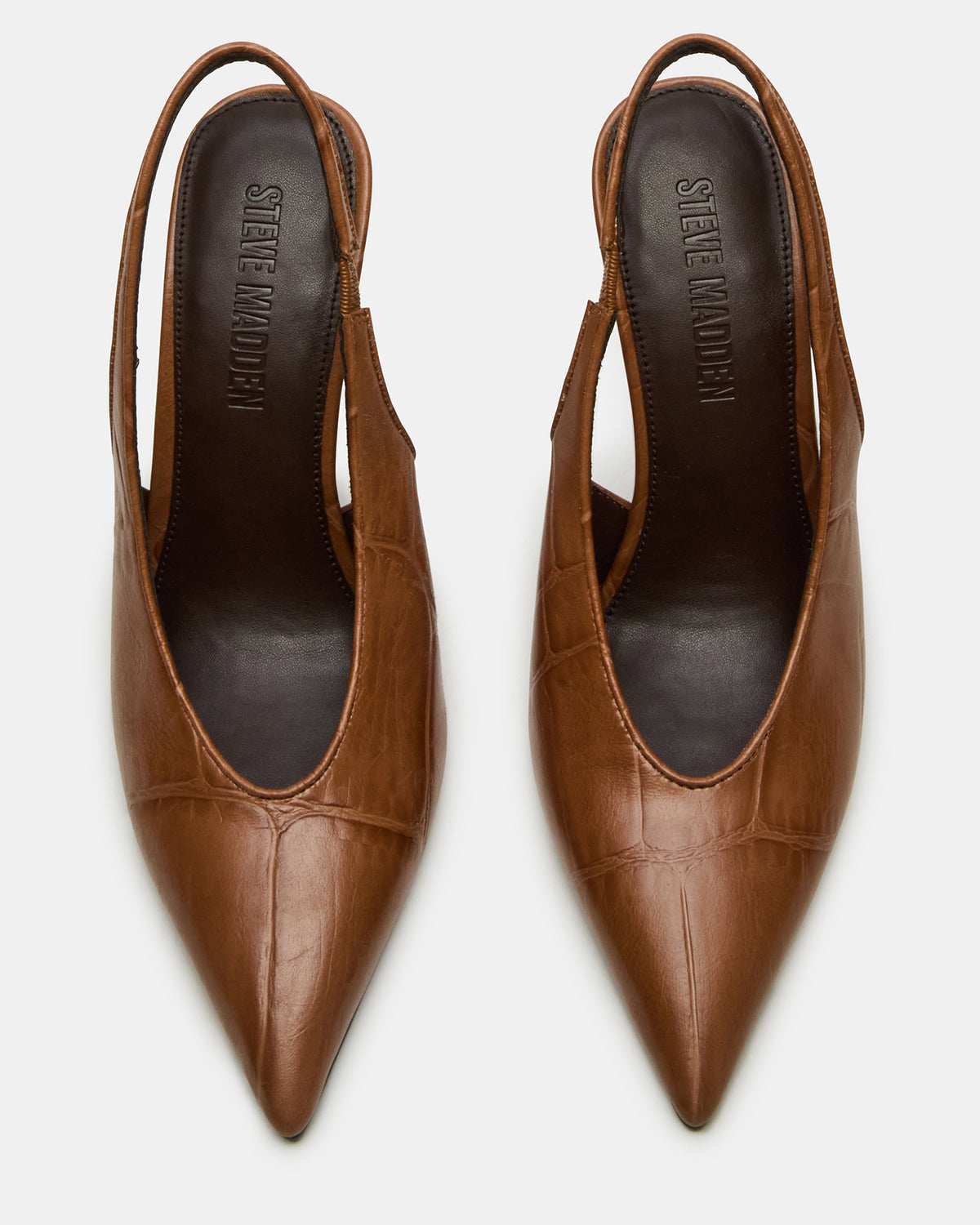 ANDROMEDA Tan Crocodile Slingback Pointed-Toe Stiletto Pump Women's Heel | Steve Madden Smart Buy