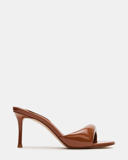 KIERAN Camel Patent Mule Heel | Women's Heels | Steve Madden Quality