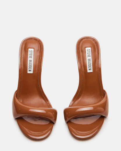 KIERAN Camel Patent Mule Heel | Women's Heels | Steve Madden Quality