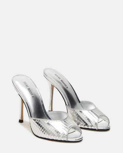 PRIYA Silver Disco Mule Women's Heel | Steve Madden Value