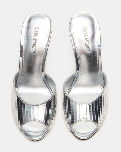 PRIYA Silver Disco Mule Women's Heel | Steve Madden Value