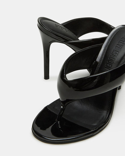 SABINE Black Patent Thong Mule Women's Heel | Steve Madden Top Pick