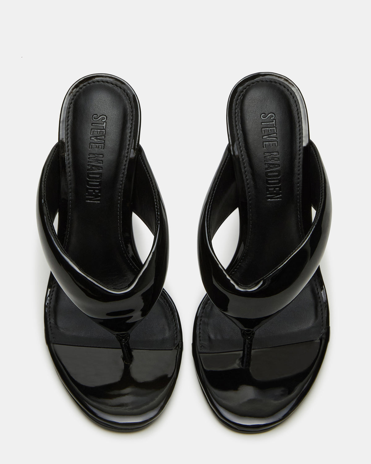 SABINE Black Patent Thong Mule Women's Heel | Steve Madden Top Pick