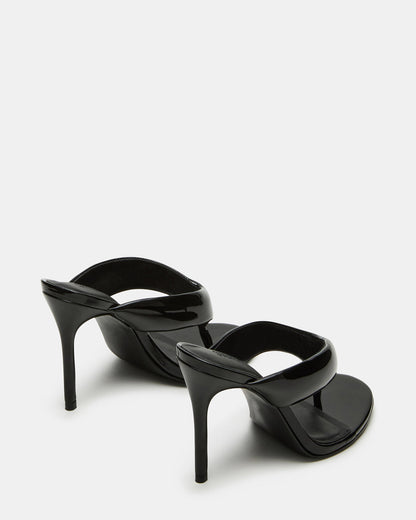 SABINE Black Patent Thong Mule Women's Heel | Steve Madden Top Pick
