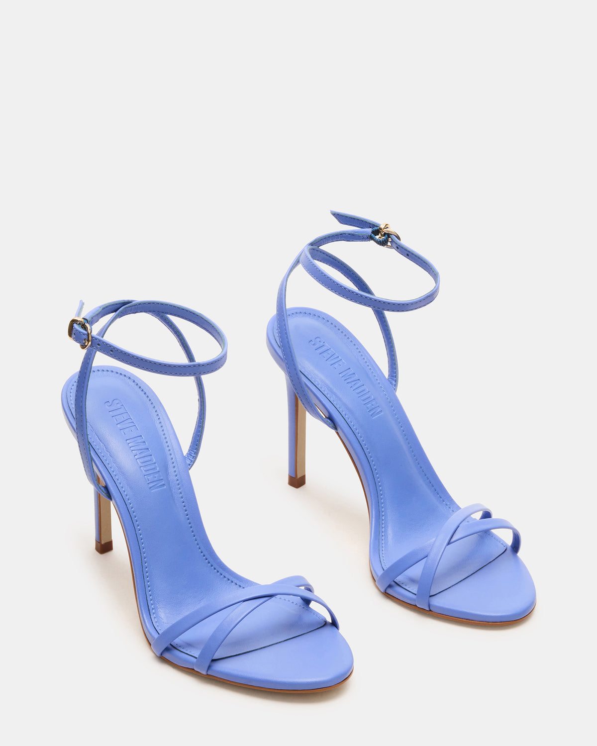 JYPSEY Blue Leather Strappy Stiletto Women's Heel | Steve Madden Great Value