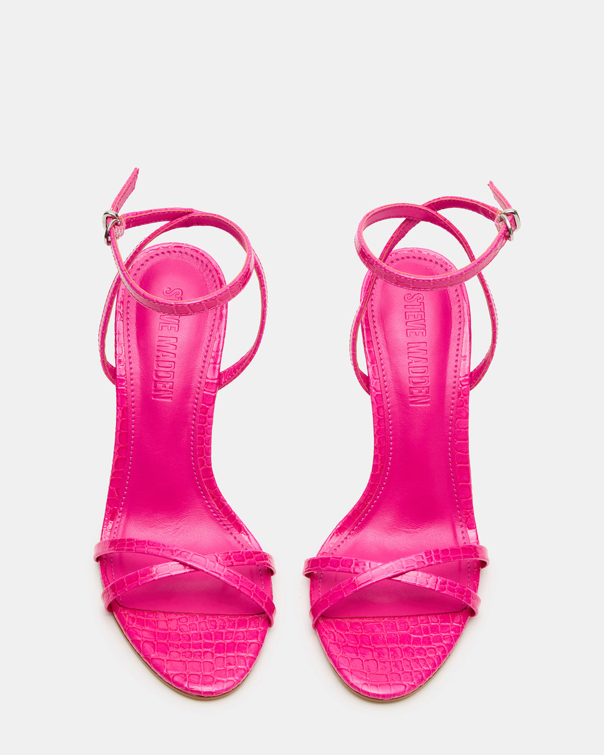 JYPSEY Pink Crocodile Strappy Stiletto Women's Heel | Steve Madden Great Value