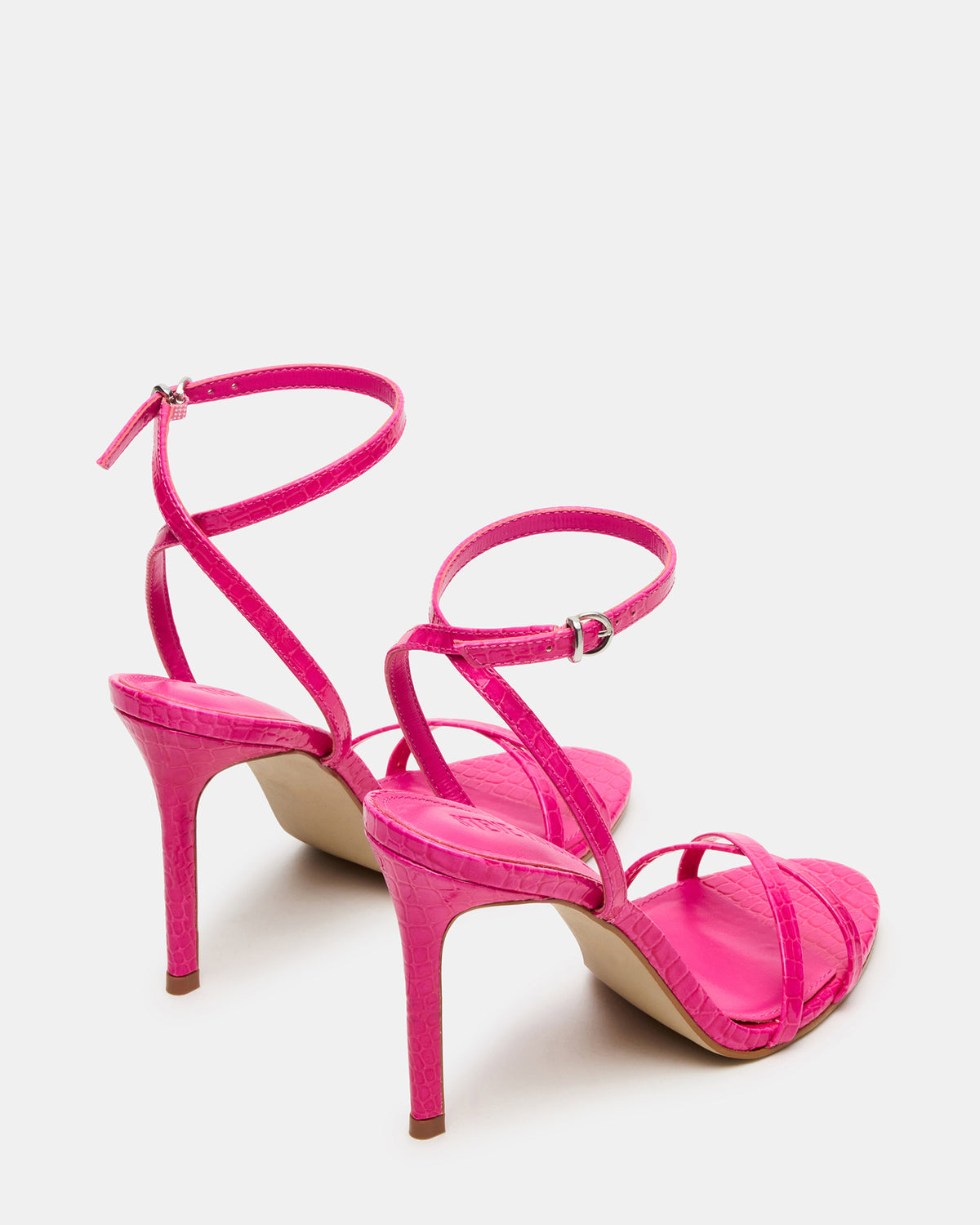 JYPSEY Pink Crocodile Strappy Stiletto Women's Heel | Steve Madden Great Value
