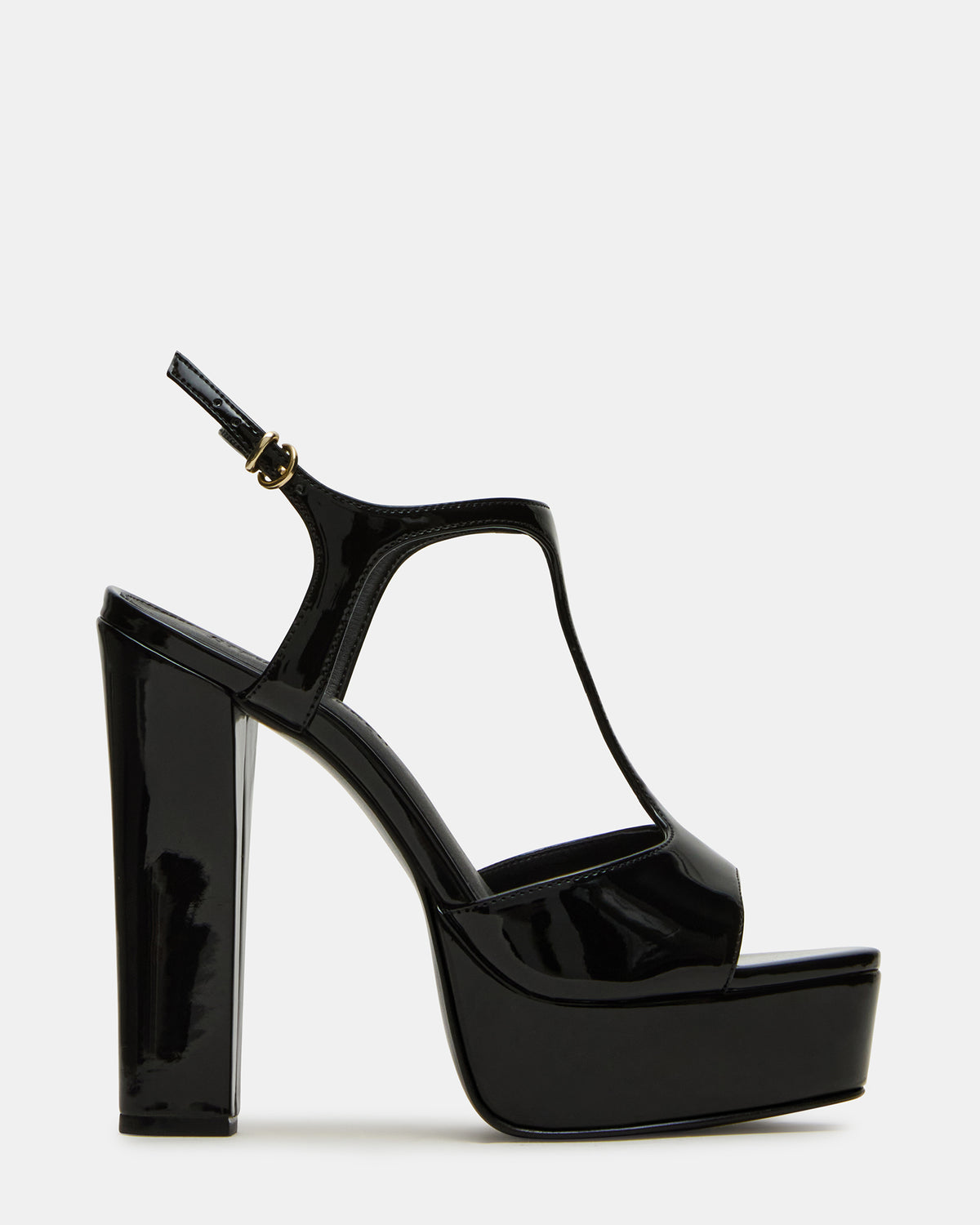 TAMI Black Patent Strappy Platform Women's Heel | Steve Madden Exclusive
