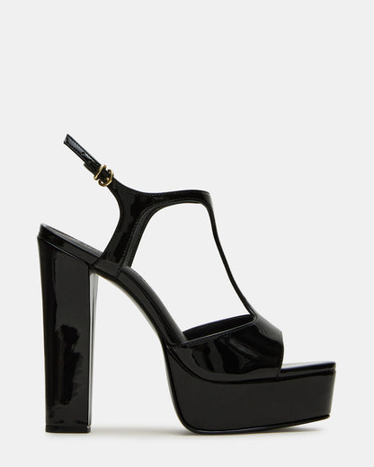TAMI Black Patent Strappy Platform Women's Heel | Steve Madden Exclusive