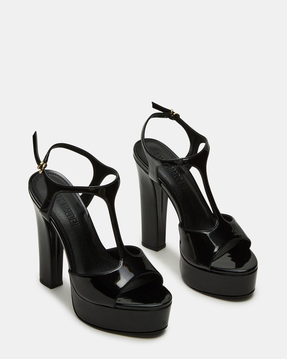 TAMI Black Patent Strappy Platform Women's Heel | Steve Madden Exclusive