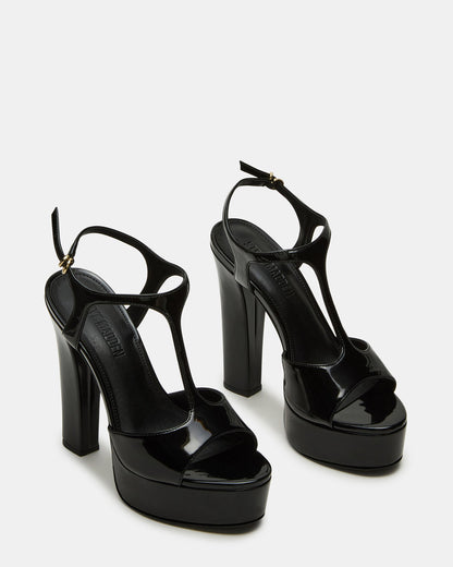 TAMI Black Patent Strappy Platform Women's Heel | Steve Madden Exclusive