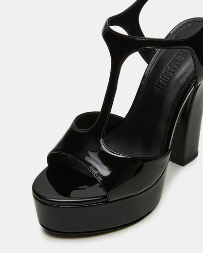 TAMI Black Patent Strappy Platform Women's Heel | Steve Madden Exclusive