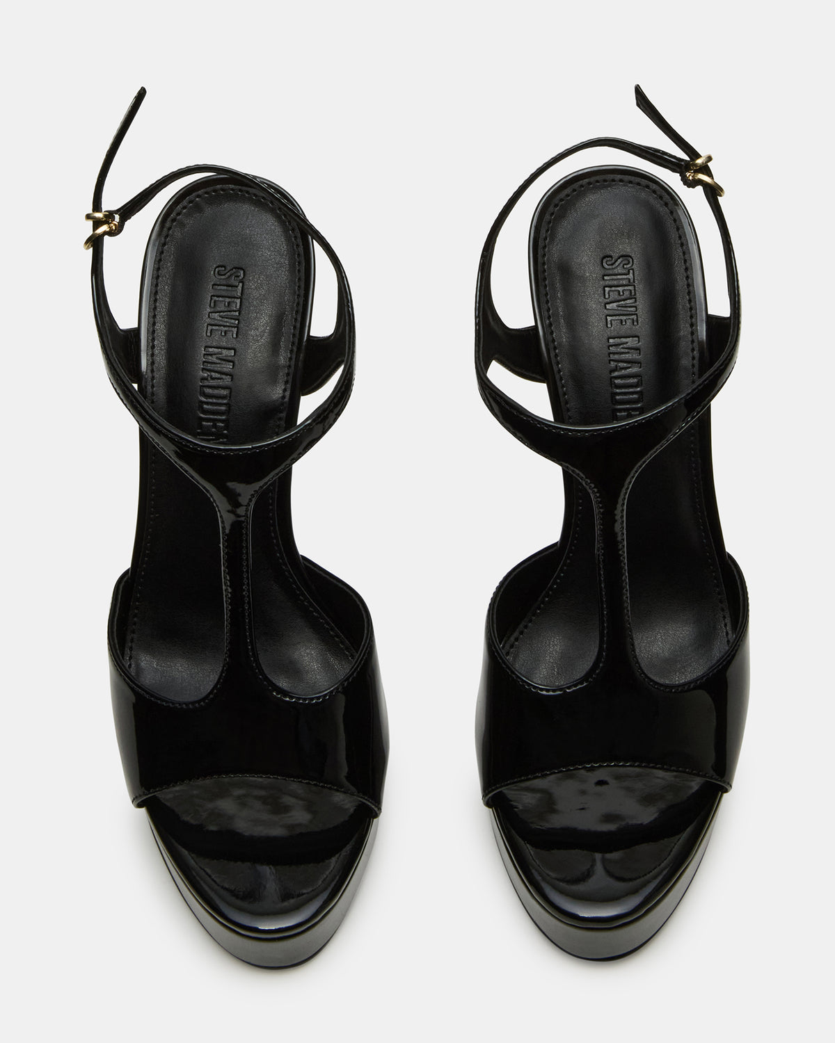 TAMI Black Patent Strappy Platform Women's Heel | Steve Madden Exclusive