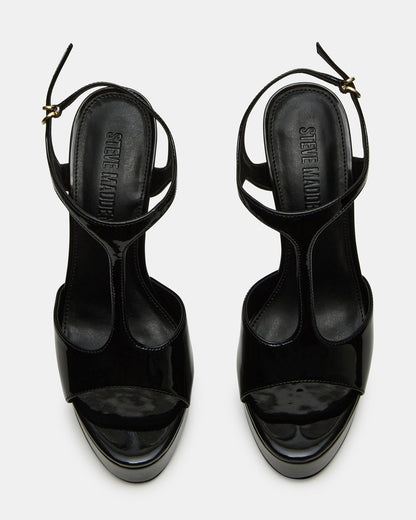 TAMI Black Patent Strappy Platform Women's Heel | Steve Madden Exclusive
