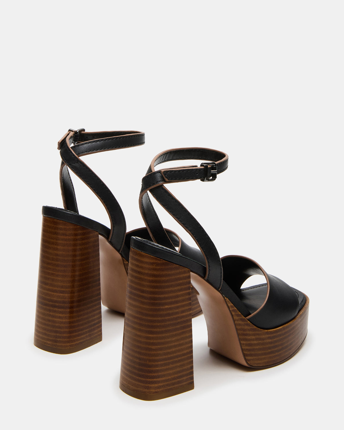 FLORIA Black Leather Women's Platform Square-Toe Block Heel | Steve Madden Everyday