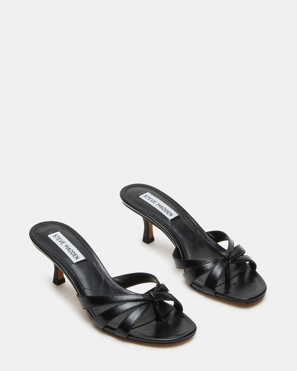CARY Black Leather Square-Toe Strappy Mule Women's Heel | Steve Madden Featured