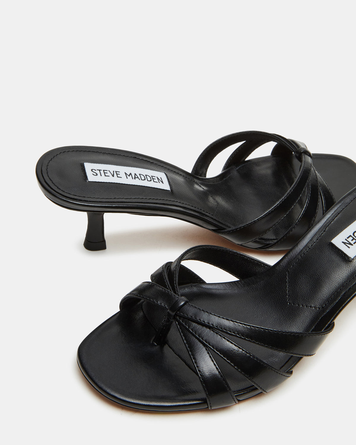CARY Black Leather Square-Toe Strappy Mule Women's Heel | Steve Madden Featured