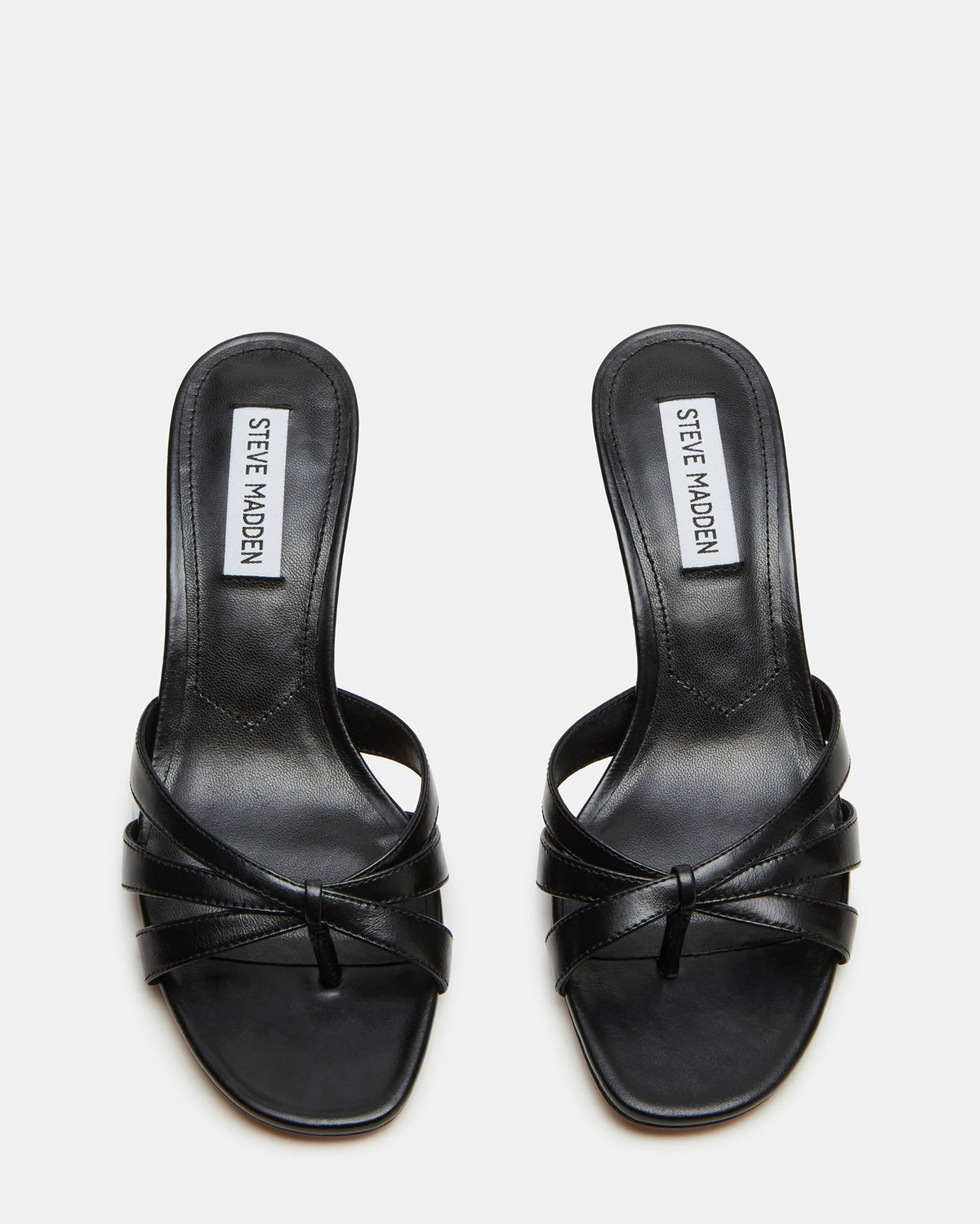 CARY Black Leather Square-Toe Strappy Mule Women's Heel | Steve Madden Featured