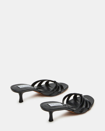 CARY Black Leather Square-Toe Strappy Mule Women's Heel | Steve Madden Featured
