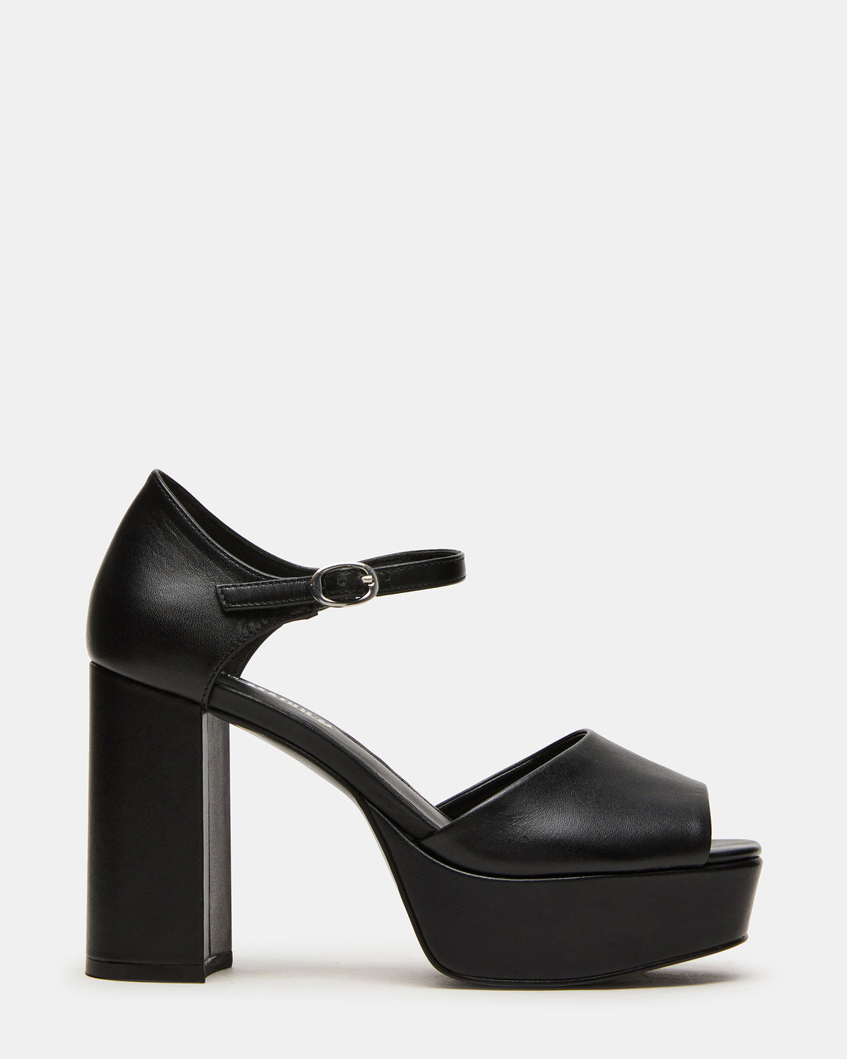 LONDON Black Leather Platfrom Block Heel Square-Toe Women's Heel | Steve Madden Special Offer