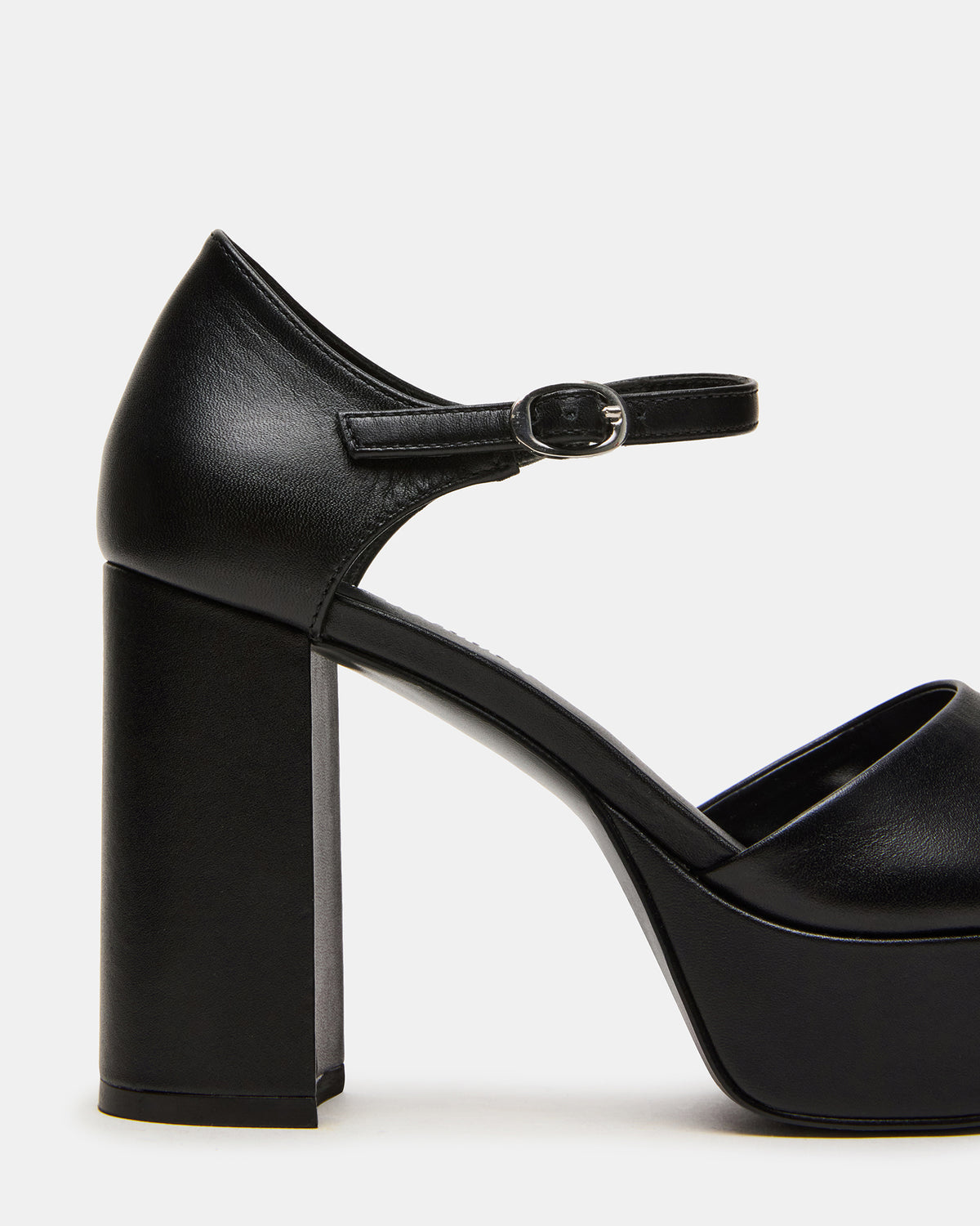 LONDON Black Leather Platfrom Block Heel Square-Toe Women's Heel | Steve Madden Special Offer
