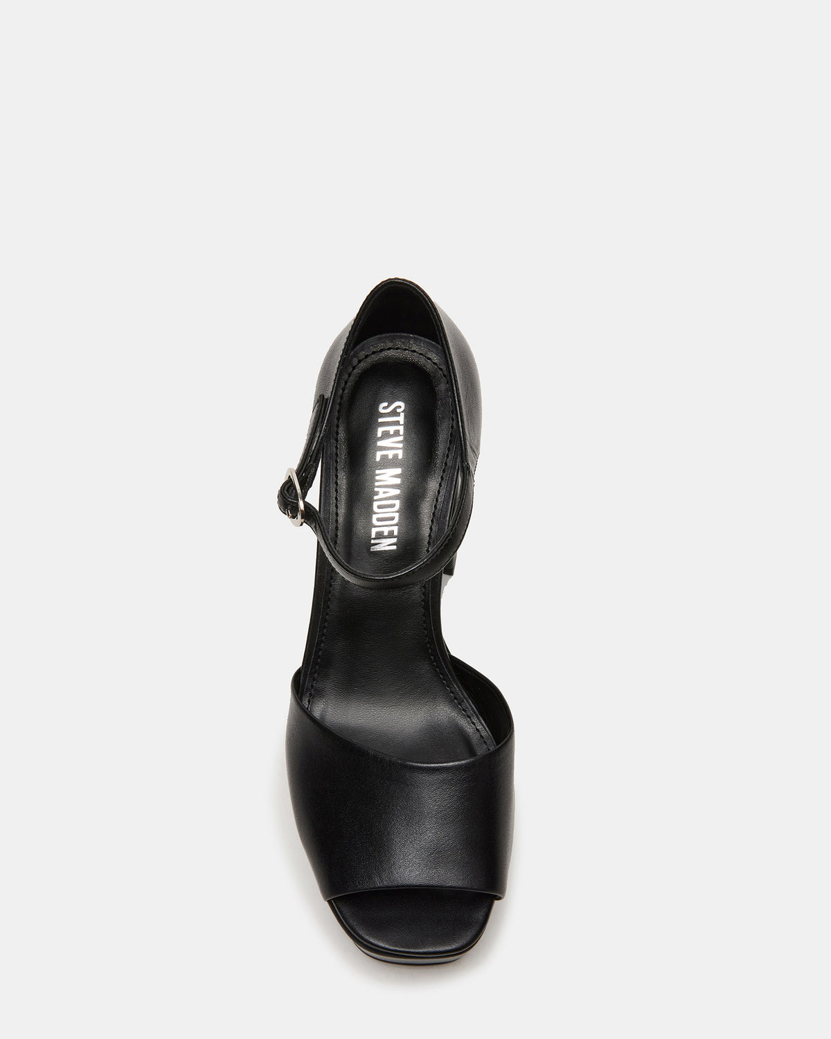 LONDON Black Leather Platfrom Block Heel Square-Toe Women's Heel | Steve Madden Special Offer