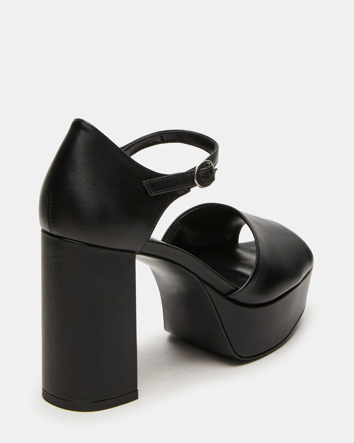 LONDON Black Leather Platfrom Block Heel Square-Toe Women's Heel | Steve Madden Special Offer