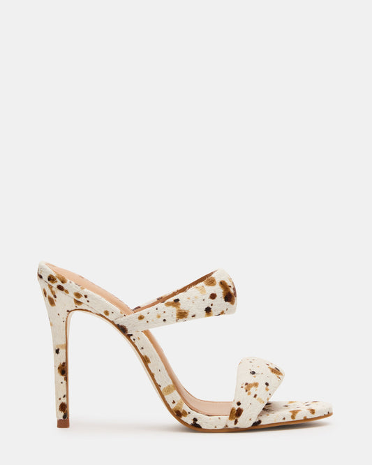 SATURN-C WHITE/CAMEL Stiletto Mule Women's Heel | Steve Madden Latest