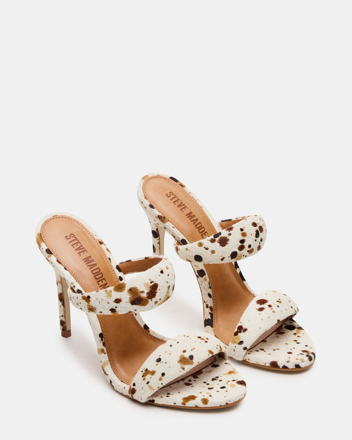 SATURN-C WHITE/CAMEL Stiletto Mule Women's Heel | Steve Madden Latest