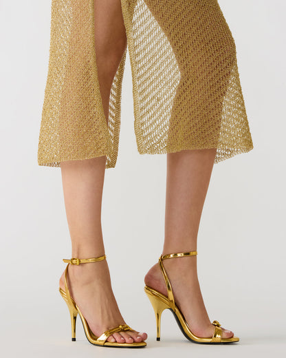 FOXX Gold Strappy Stiletto Open-Toe Women's Heel | Steve Madden Smart Buy