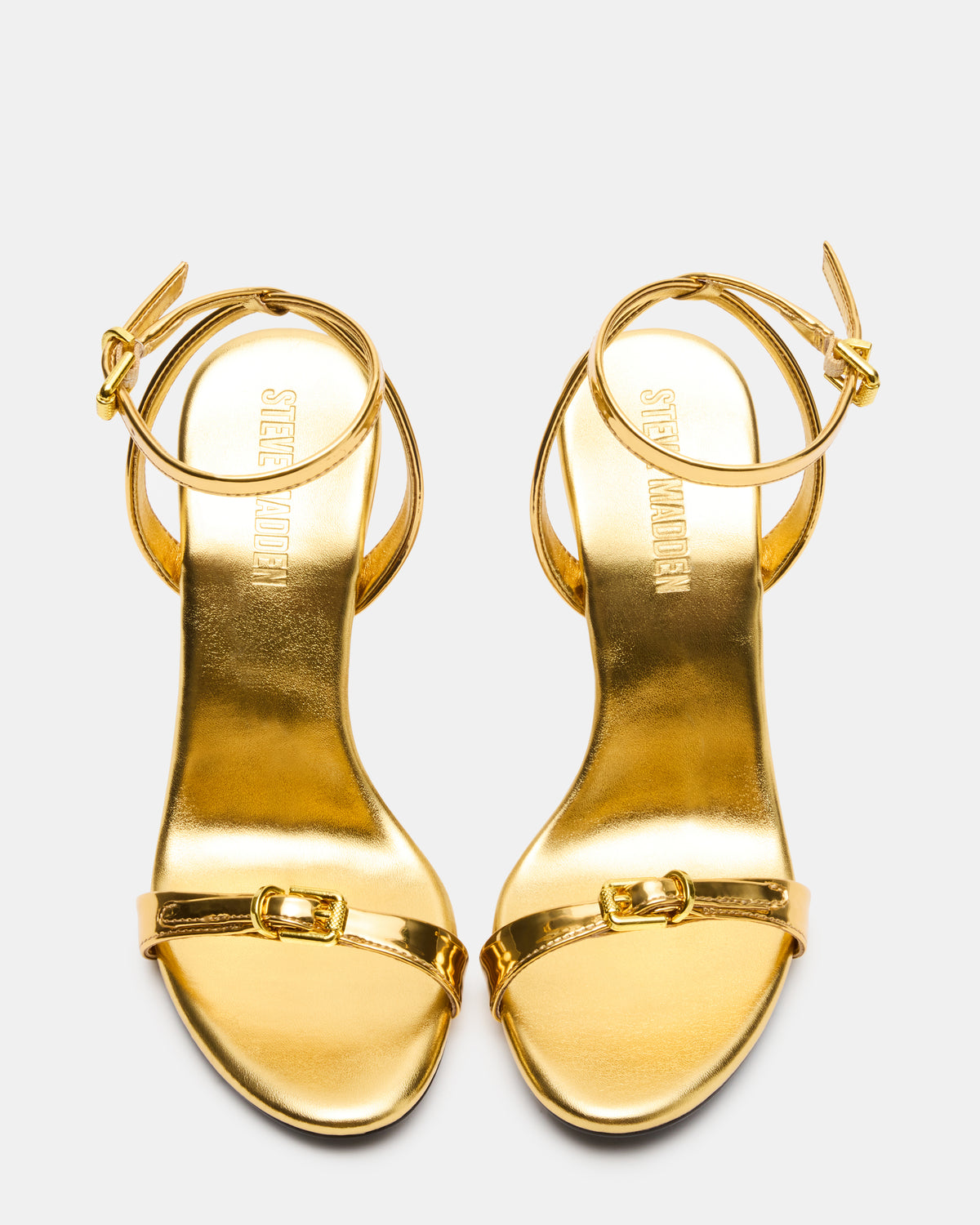 FOXX Gold Strappy Stiletto Open-Toe Women's Heel | Steve Madden Smart Buy