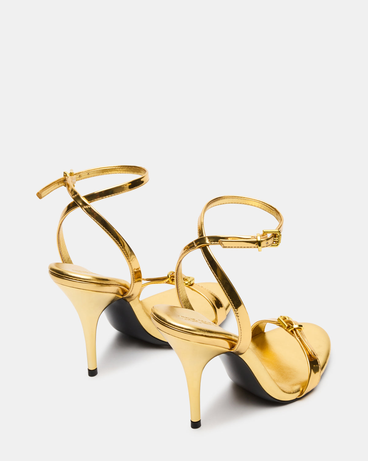 FOXX Gold Strappy Stiletto Open-Toe Women's Heel | Steve Madden Smart Buy