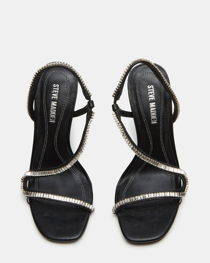 NESSA Black Square Toe Rhinestone Stiletto Heel | Women's Heels | Steve Madden Great Value