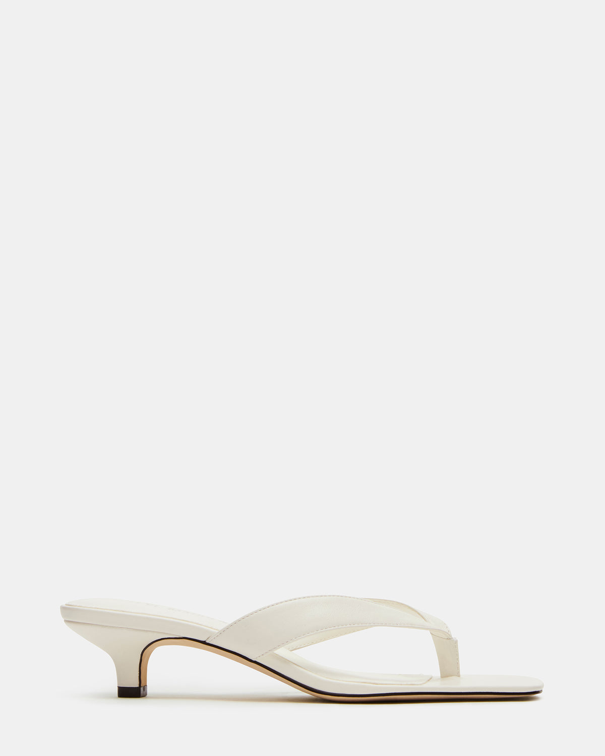 TRACIE White Leather Thong Strap Women's Kitten Heel | Steve Madden Exclusive
