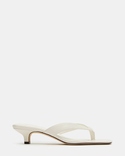 TRACIE White Leather Thong Strap Women's Kitten Heel | Steve Madden Exclusive