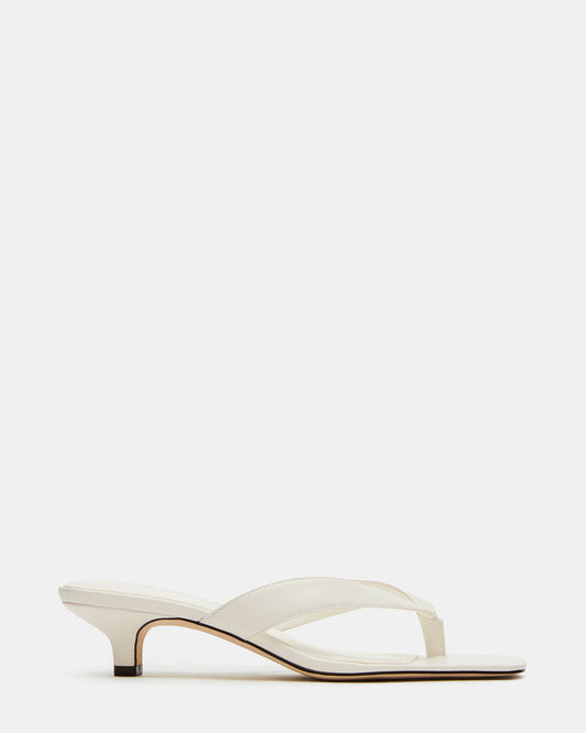TRACIE White Leather Thong Strap Women's Kitten Heel | Steve Madden Exclusive