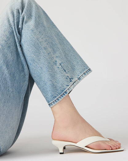 TRACIE White Leather Thong Strap Women's Kitten Heel | Steve Madden Exclusive