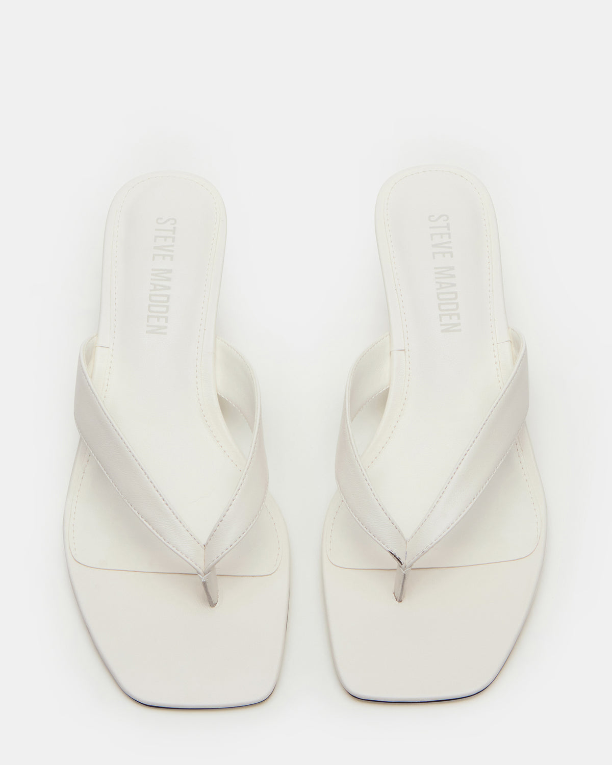 TRACIE White Leather Thong Strap Women's Kitten Heel | Steve Madden Exclusive
