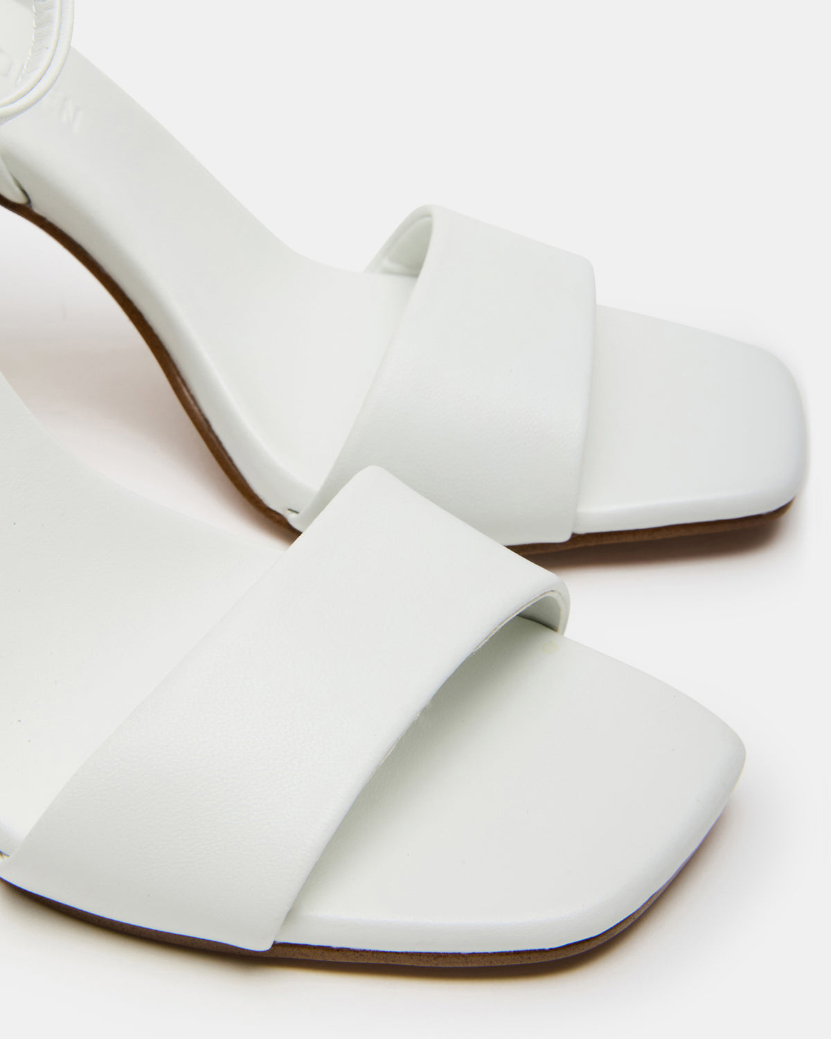 MESSA White Leather Women's Square-Toe Block Heel | Steve Madden Essential