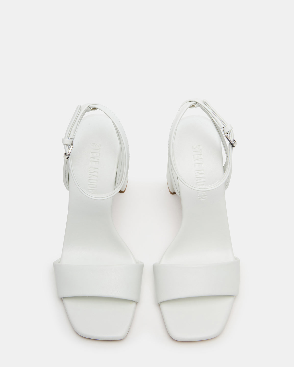 MESSA White Leather Women's Square-Toe Block Heel | Steve Madden Essential
