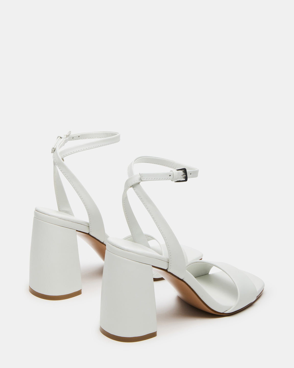 MESSA White Leather Women's Square-Toe Block Heel | Steve Madden Essential