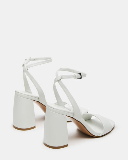 MESSA White Leather Women's Square-Toe Block Heel | Steve Madden Essential