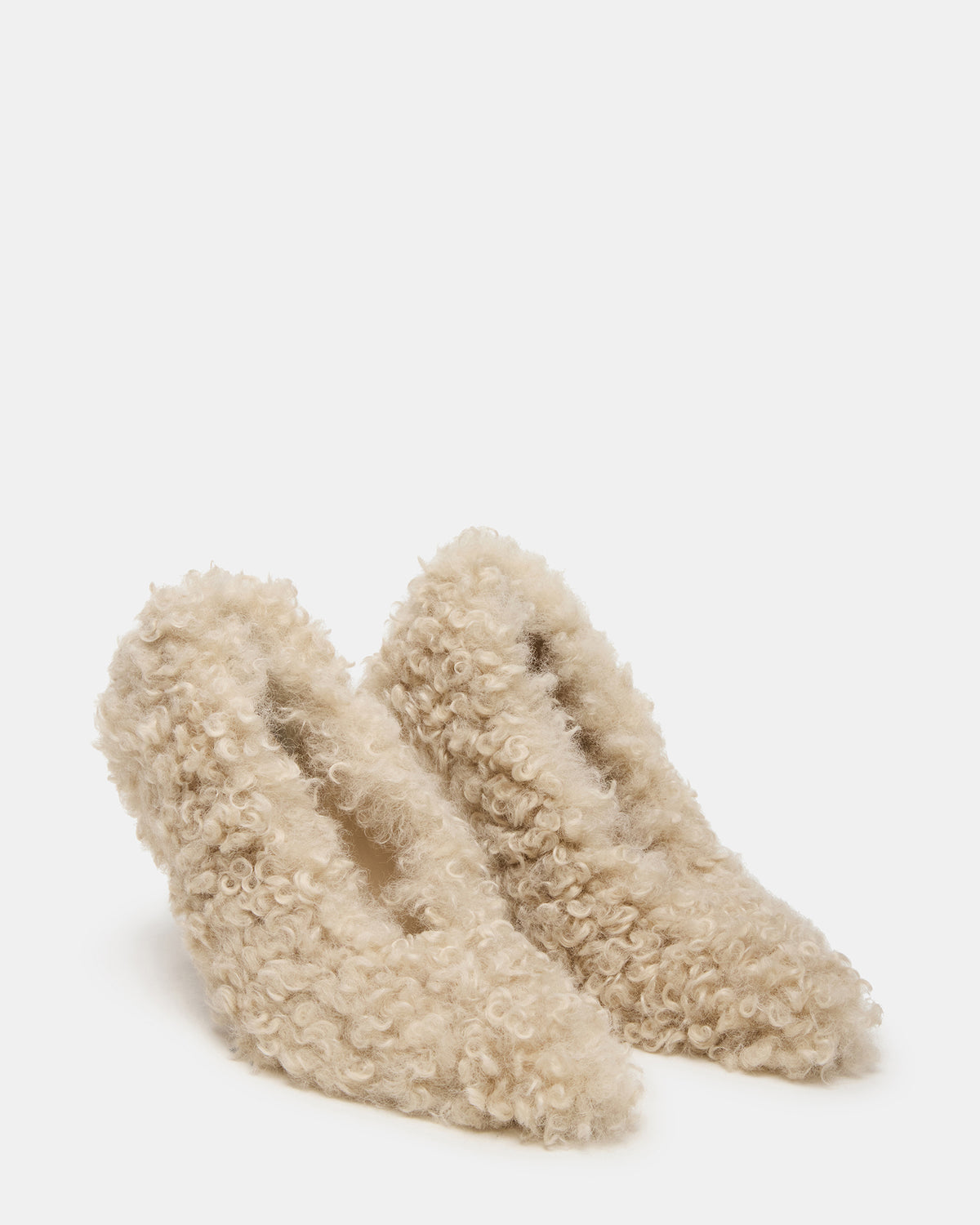 ACHILLES Off-White Pointed-Toe Faux Fur Stiletto Women's Heel | Steve Madden Signature