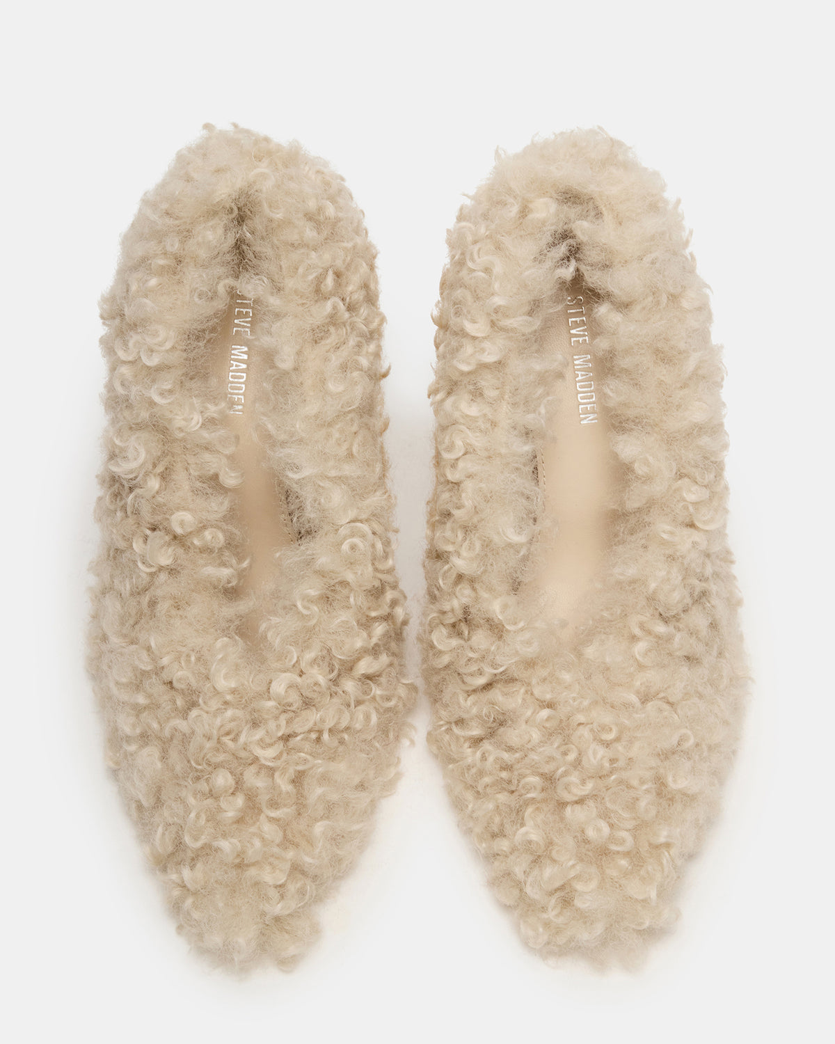 ACHILLES Off-White Pointed-Toe Faux Fur Stiletto Women's Heel | Steve Madden Signature