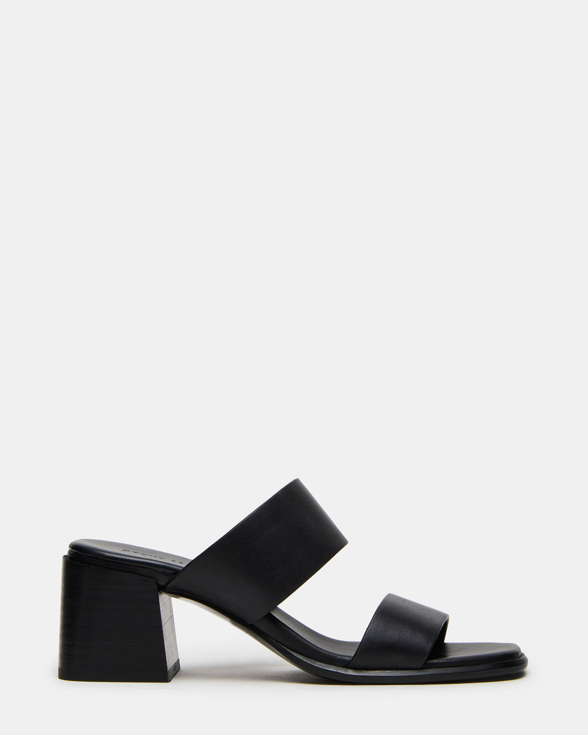 SYCAMORE Black Leather Square-Toe Mule Women's Heel | Steve Madden New